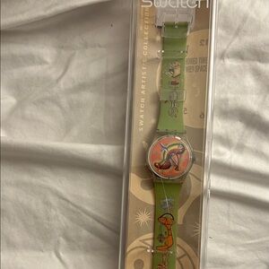Swatch Green and Orange Artistic Watch